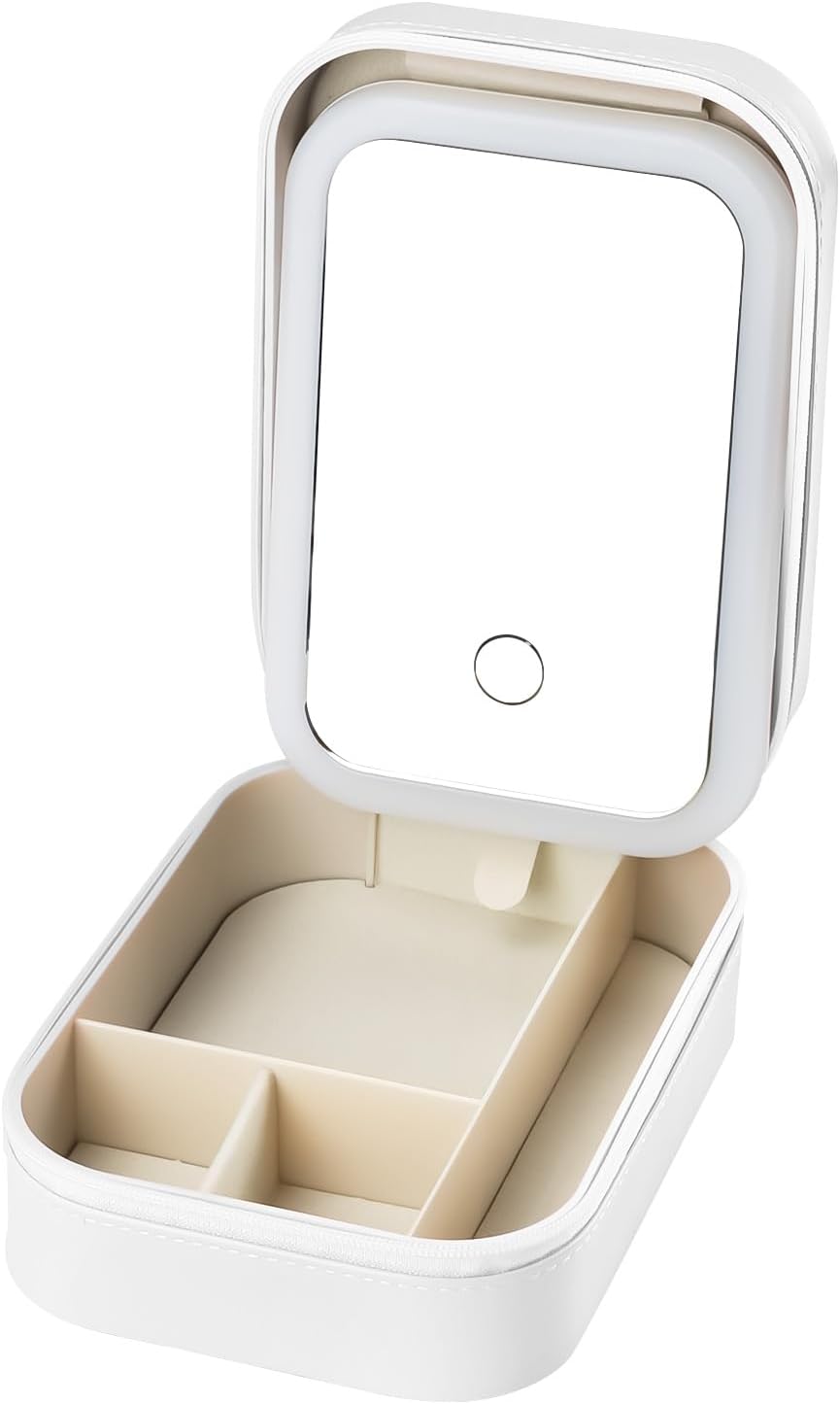 Travel Makeup Bag with LED Mirror - 3 Light Settings - Image 4