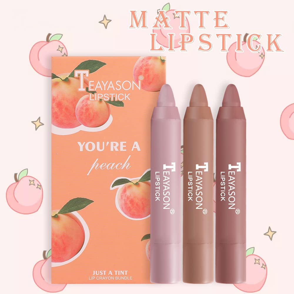 Matte Nude Lip Crayon Set - 3 Colors Long Lasting - Image 3