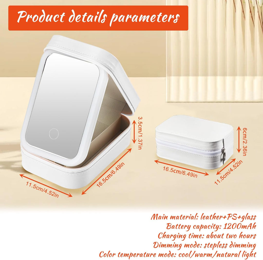 Travel Makeup Bag with LED Mirror - 3 Light Settings - Image 5