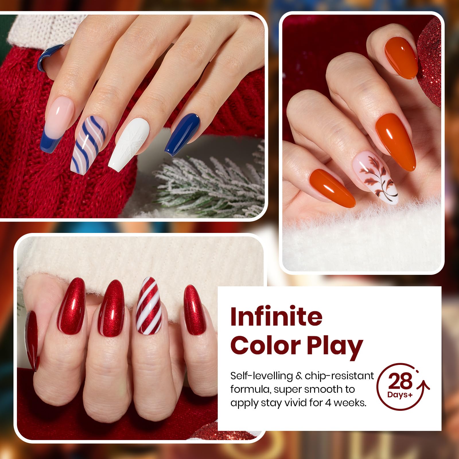 Gel Nail Polish Kit - 23 Pieces Warm Colors with Base & Top Coat - Image 5