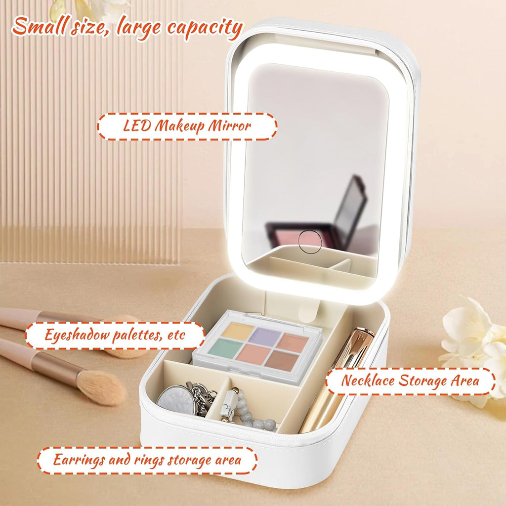 Travel Makeup Bag with LED Mirror - 3 Light Settings - Image 3