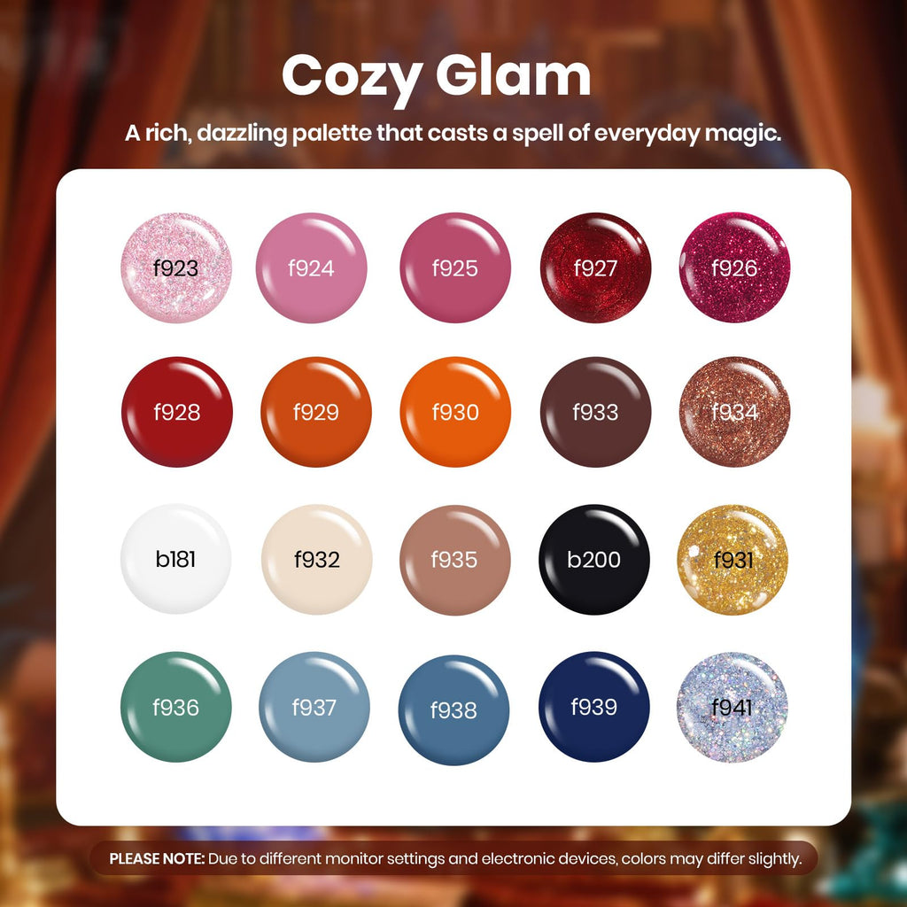 Gel Nail Polish Kit - 23 Pieces Warm Colors with Base & Top Coat - Image 2