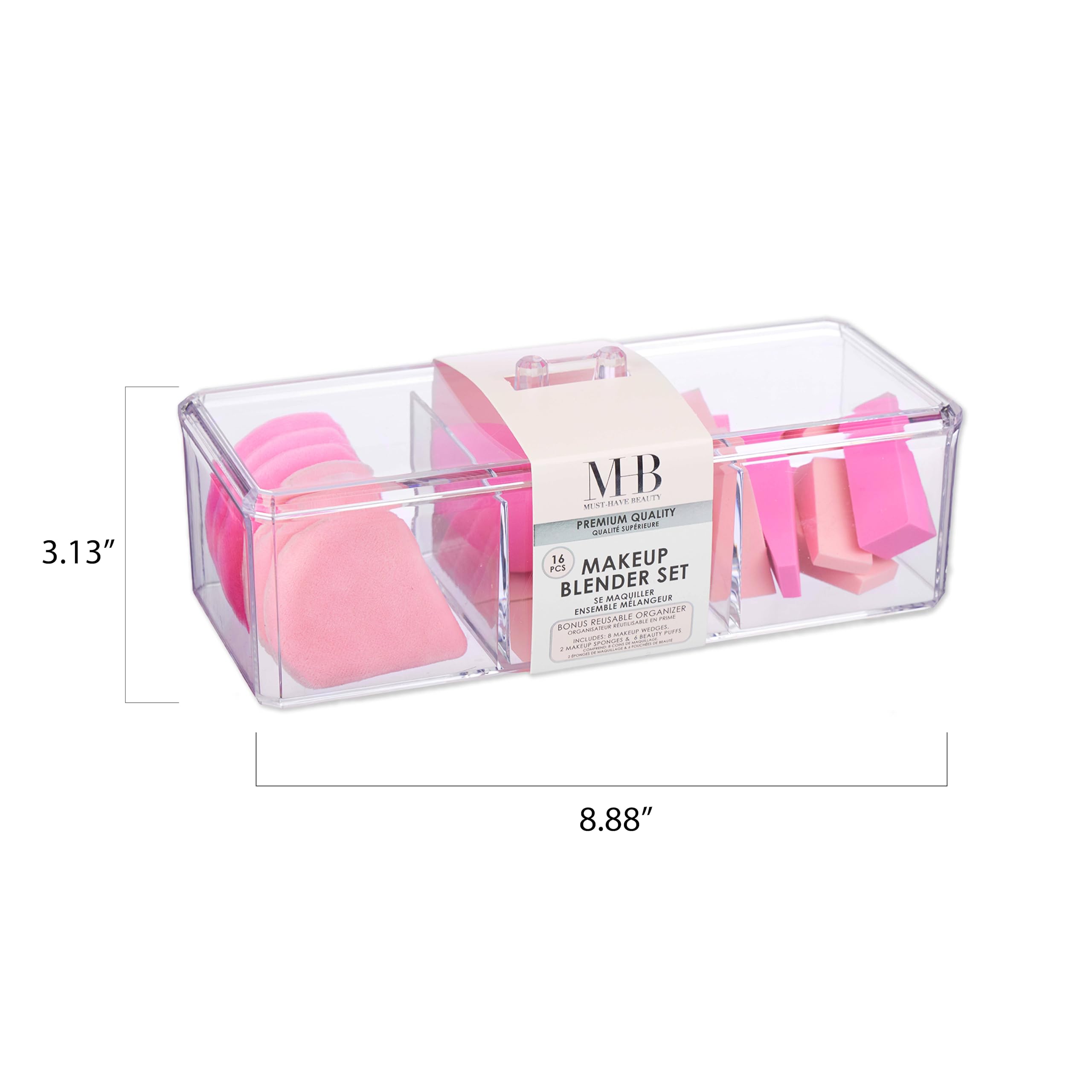 16-Piece Makeup Blender Set with Organizer - Pink - Image 5