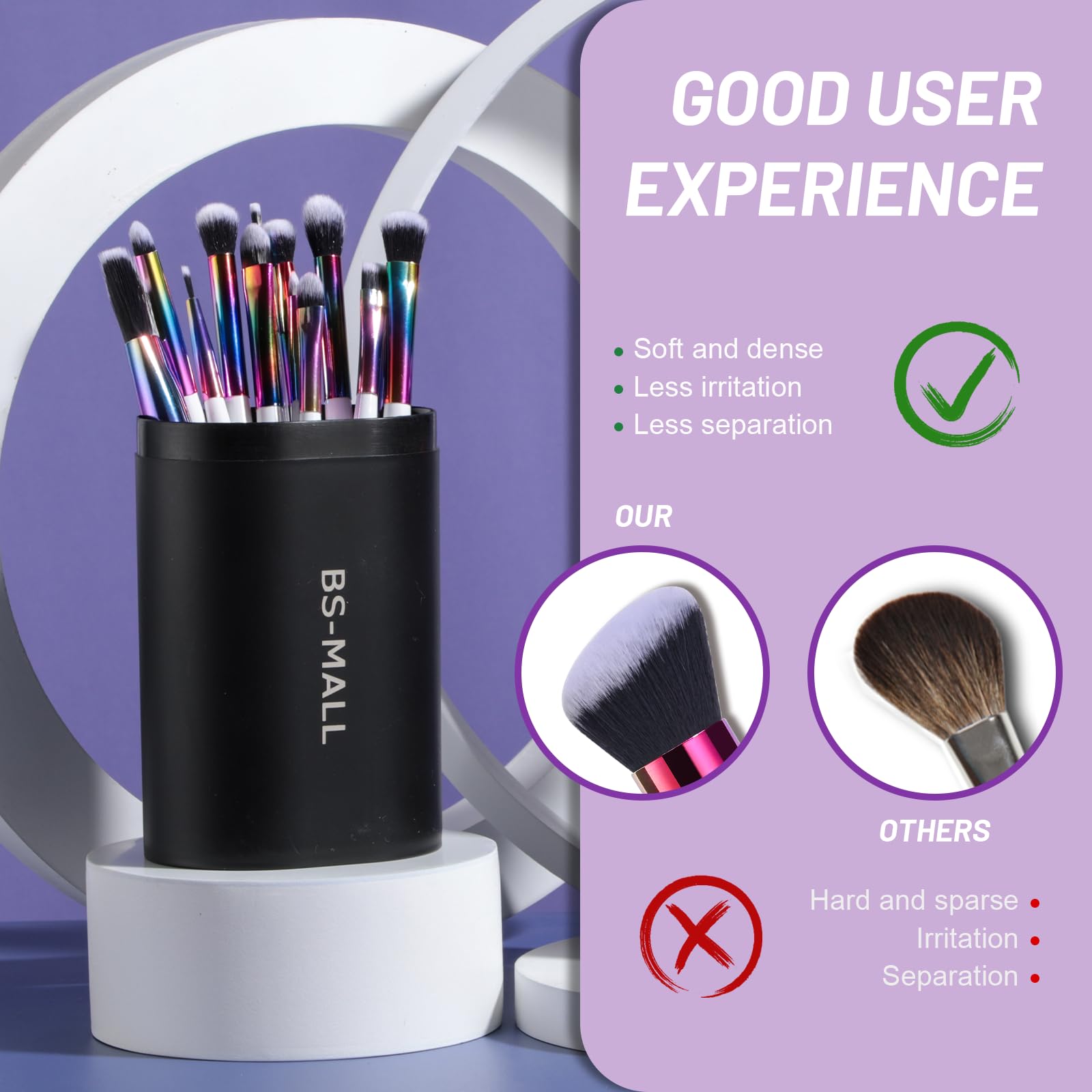 Premium Makeup Brush Set - 18 Pieces Synthetic - Image 5