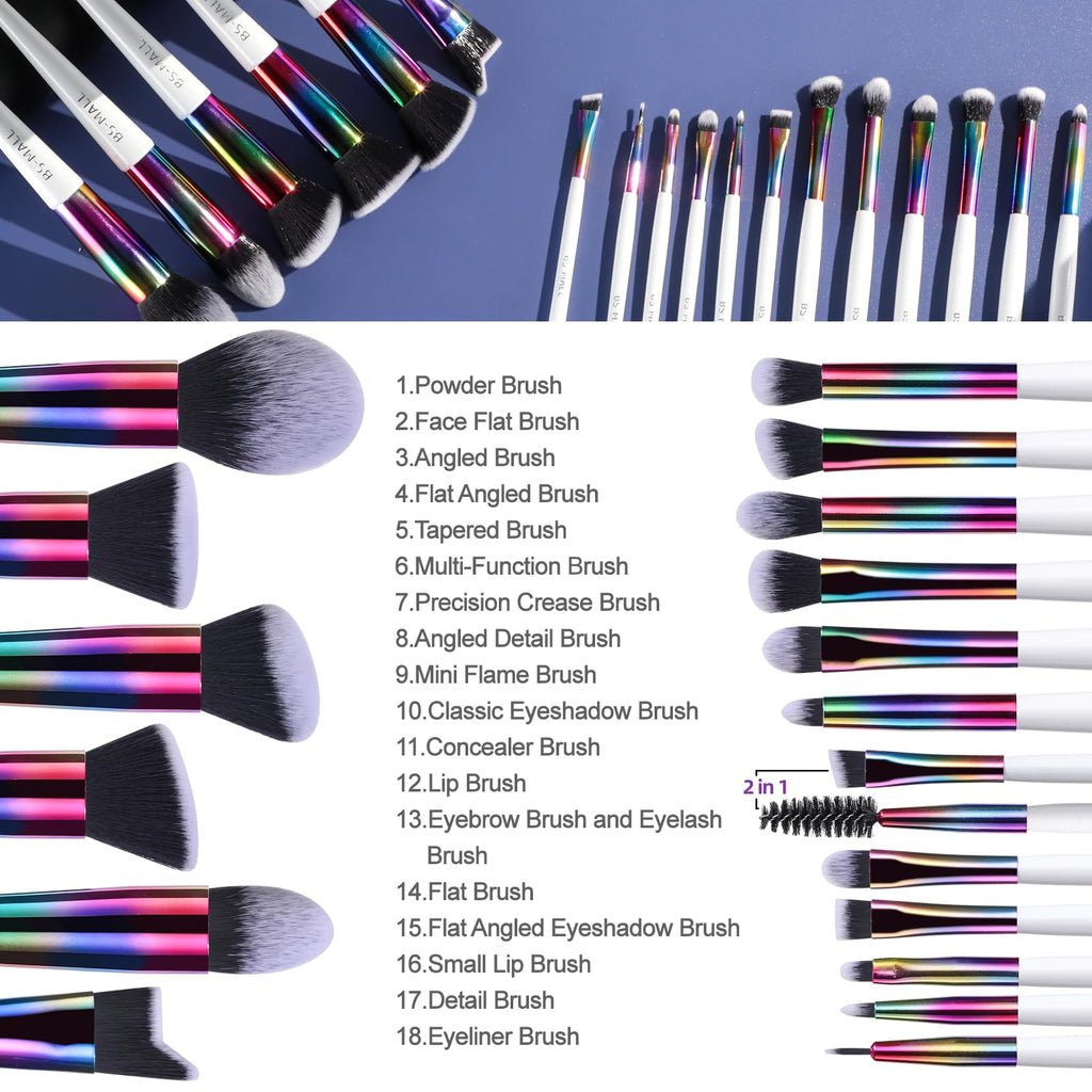 Premium Makeup Brush Set - 18 Pieces Synthetic - Image 4