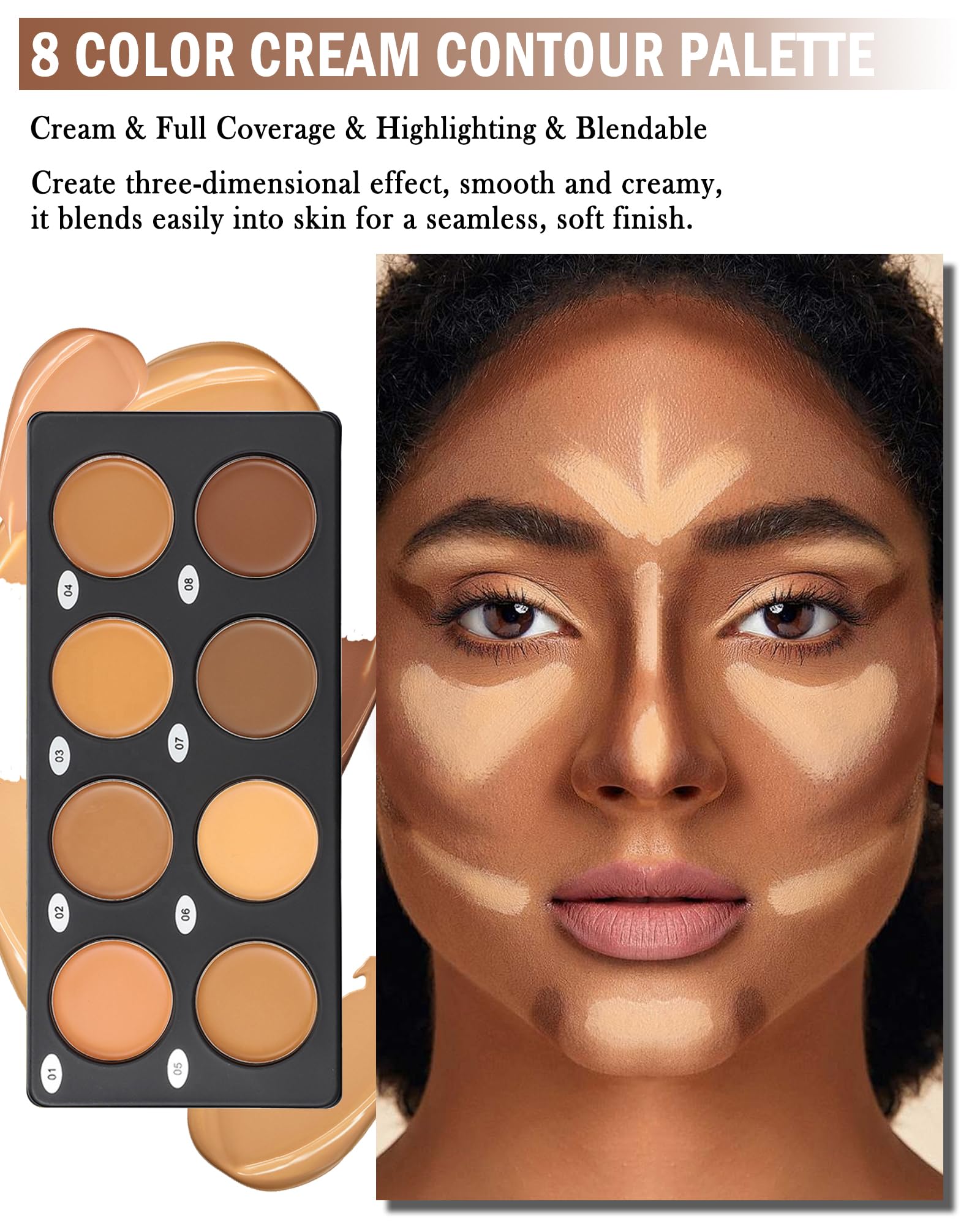 Full Coverage Cream Contour Palette - Sculpt & Highlight - Image 2