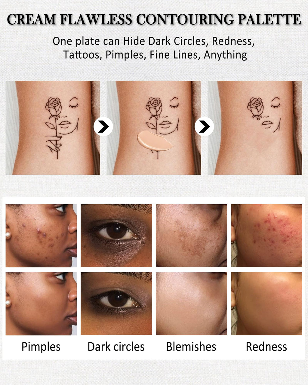 Full Coverage Cream Contour Palette - Sculpt & Highlight - Image 5