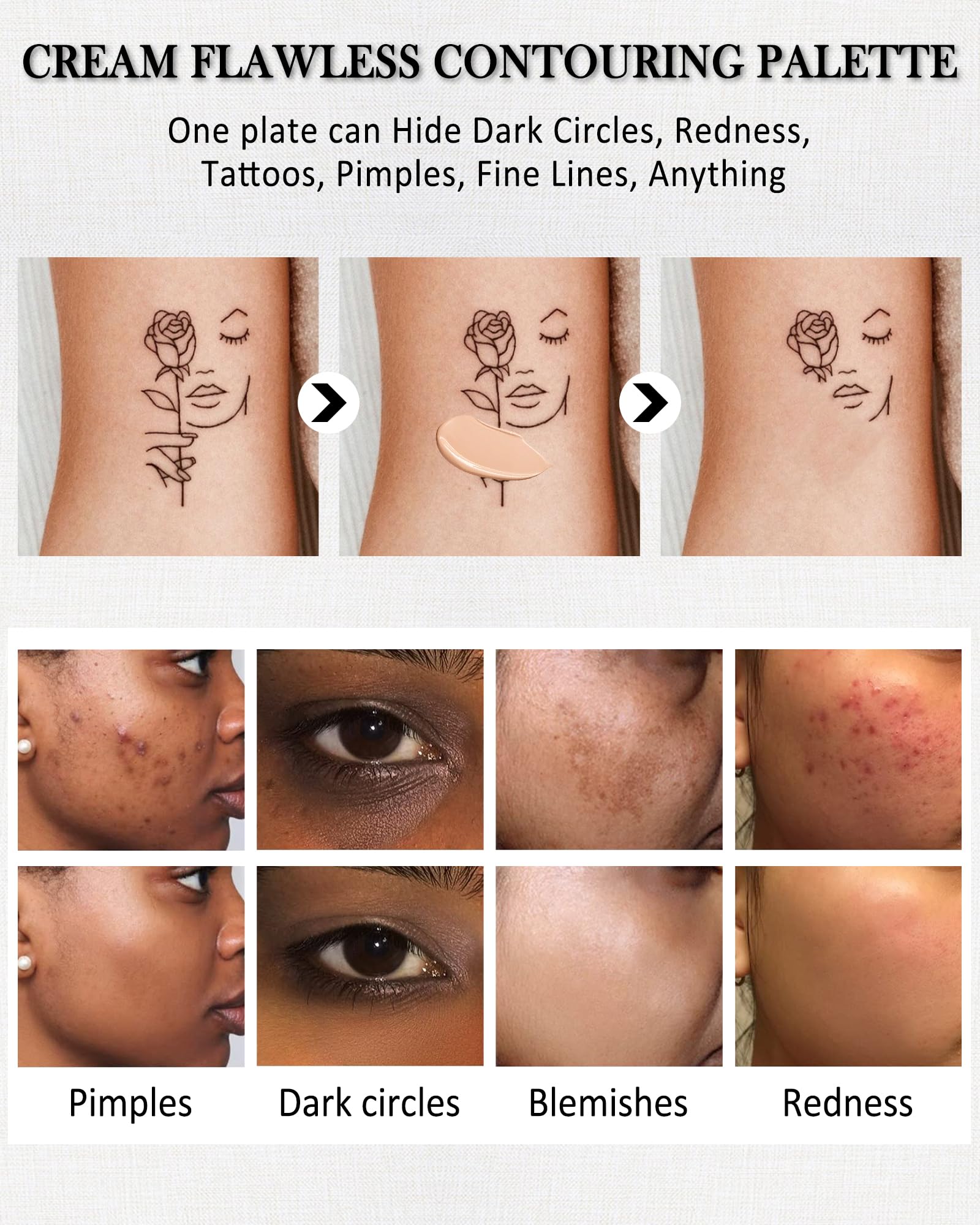 Full Coverage Cream Contour Palette - Sculpt & Highlight - Image 5