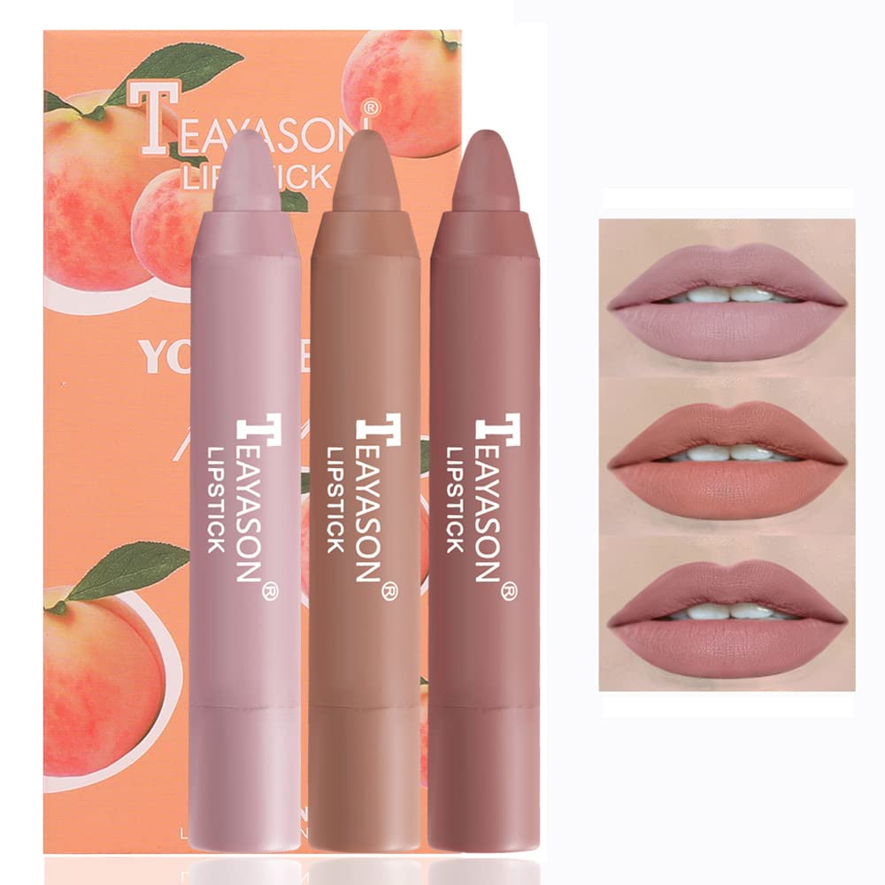 Matte Nude Lip Crayon Set - 3 Colors Long Lasting