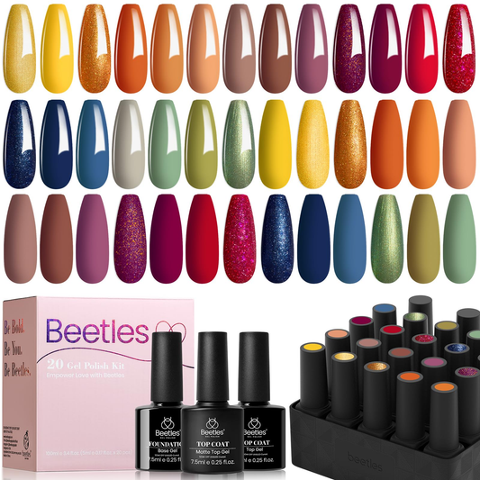 Fall Gel Polish Set - 20 Colors with Matte & Glossy Top Coat