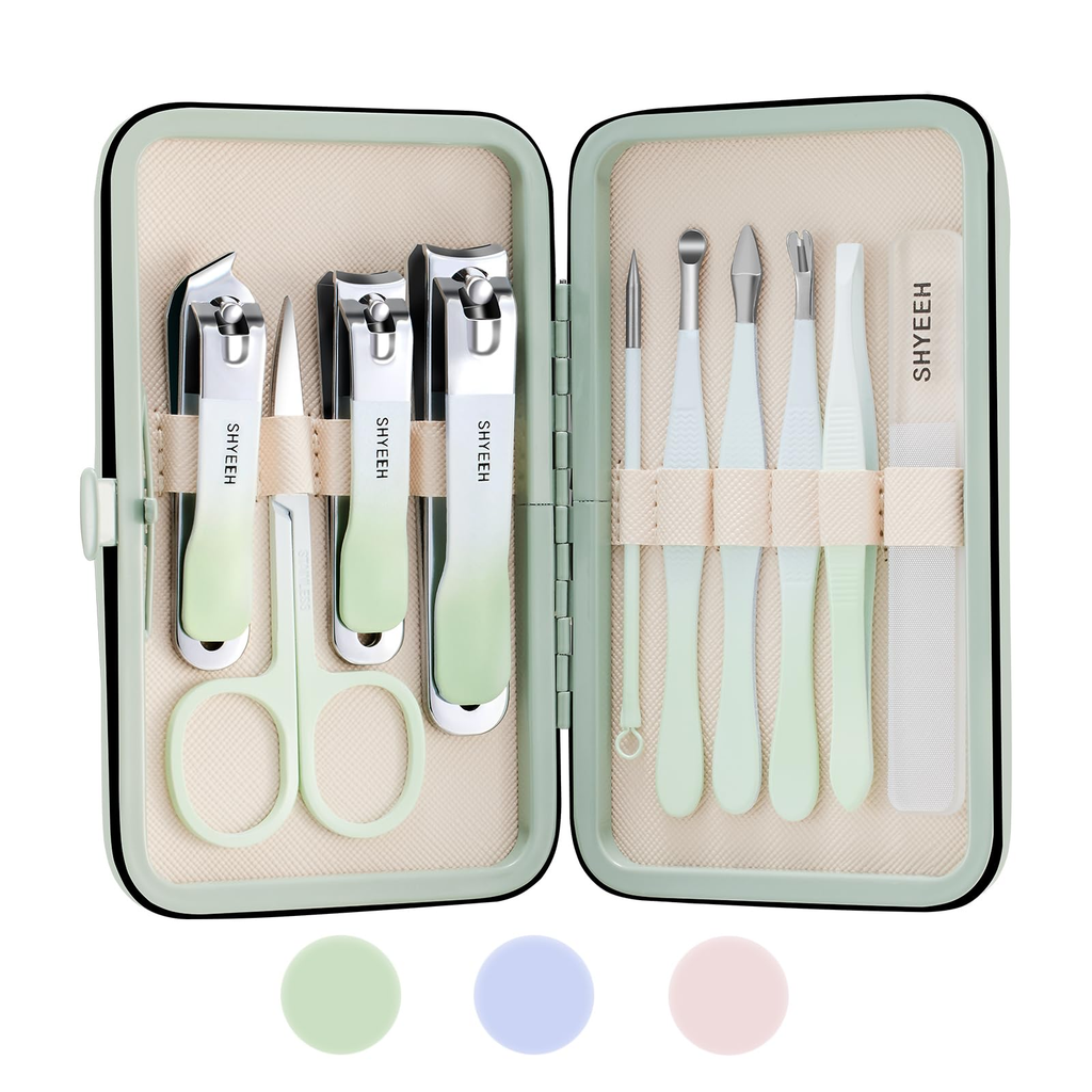 Manicure Set - 10 Pieces Stainless Steel with Travel Case