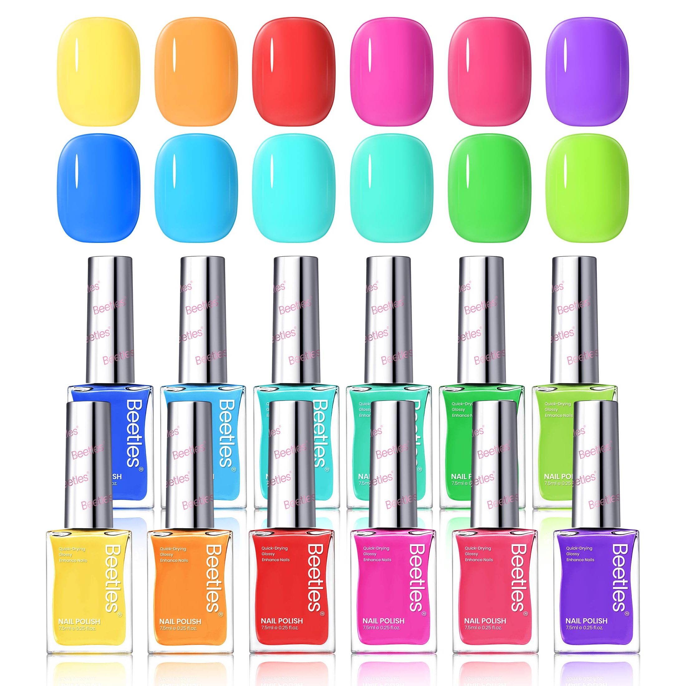 Neon Nail Polish Set - 12 Colors Quick Dry